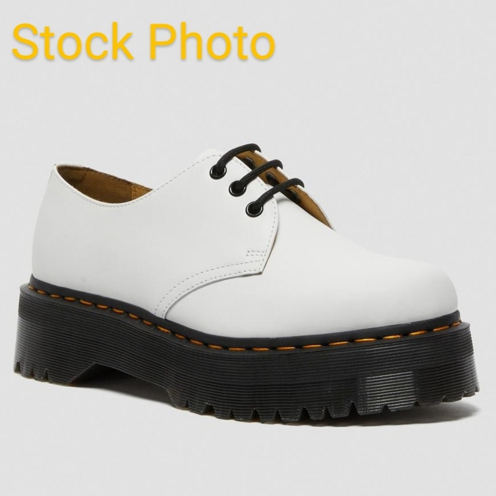 Dr Martens 1461 White Quad Retro Leather Platform Oxford Shoes Size Womens 6